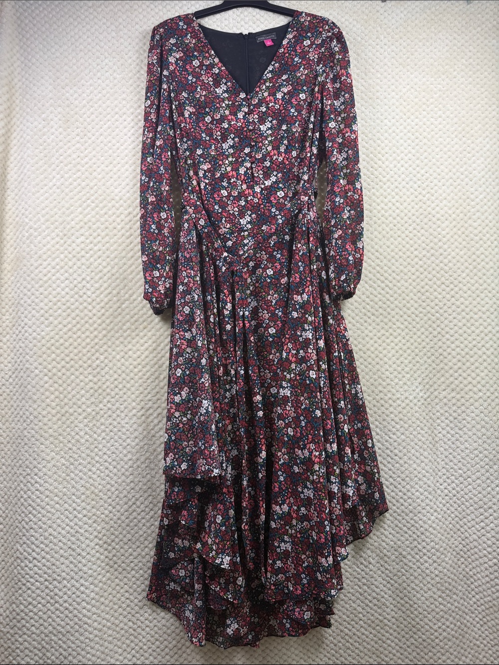 Vince Camuto Burgundy Floral Asymmetrical Dress